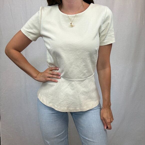 J. Crew Cream Peplum Top - Picture 1 of 10